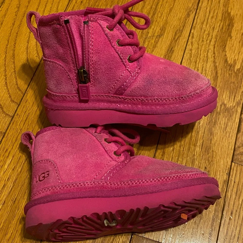 Girls' Pink Ugg Toddler Neumel II Suede Shearling Boots Size 8 1017320T